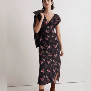 Madewell Wide V-Neck Midi Floral Dress Size 0